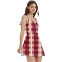 Retro 60s 50s Plaid Pattern 4 Body Wrap Sleeveless V-Neck Mini Dress View3