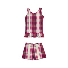 Retro 60s 50s Plaid Pattern 4 Kids  Boyleg Swimsuit by violetheavensky