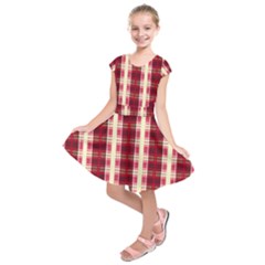 Retro 60s 50s Plaid Pattern 4 Kids  Short Sleeve Dress by violetheavensky