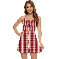 Retro 60s 50s Plaid Pattern 4 Ruffle Edge Bra Cup Chiffon Mini Dress by violetheavensky