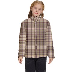 Retro 60s 50s Plaid Pattern 3 Kids  Puffer Bubble Jacket Coat by violetheavensky