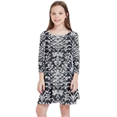 Gothic Leaf Pattern 4 Kids  Quarter Sleeve Skater Dress by violetheavensky