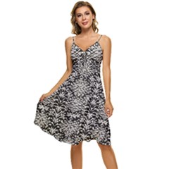 Gothic Leaf Pattern 4 Sleeveless Tie Front Chiffon Dress by violetheavensky