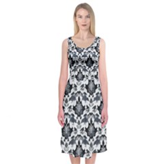 Gothic Leaf Pattern Midi Sleeveless Dress by violetheavensky