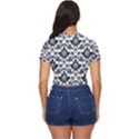 Gothic Leaf Pattern Side Button Cropped T-Shirt View4