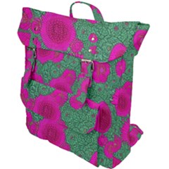 Mid Century Retro Floral 1970s 1960s Pattern 97 Buckle Up Backpack by violetheavensky