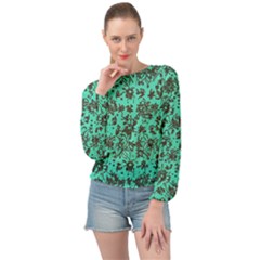 Mid Century Retro Floral 1970s 1960s Pattern 102 Banded Bottom Chiffon Top by violetheavensky