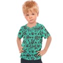 Mid Century Retro Floral 1970s 1960s Pattern 102 Kids  Sports T-Shirt View1