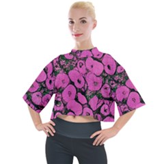 Mid Century Retro Floral 1970s 1960s Pattern 100 Mock Neck T-shirt by violetheavensky