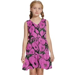 Mid Century Retro Floral 1970s 1960s Pattern 100 Kids  Sleeveless Tiered Mini Dress by violetheavensky