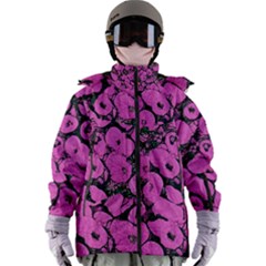 Mid Century Retro Floral 1970s 1960s Pattern 100 Women s Zip Ski And Snowboard Waterproof Breathable Jacket by violetheavensky