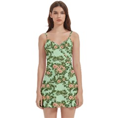 Retro 1880s Flowers Pattern 5 Body Wrap Sleeveless V-neck Mini Dress by violetheavensky