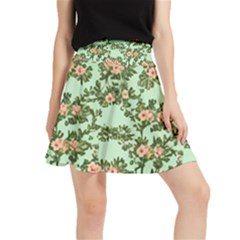 Retro 1880s Flowers Pattern 5 Waistband Skirt by violetheavensky