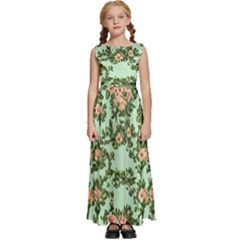 Retro 1880s Flowers Pattern 5 Kids  Satin Sleeveless Maxi Dress by violetheavensky