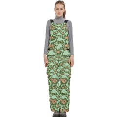 Retro 1880s Flowers Pattern 5 Women s Side Zip Front Pouch Ski And Snowboard Bib Pants	 by violetheavensky