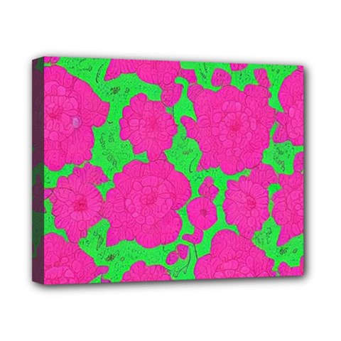 Mid Century Retro Floral 1970s 1960s Pattern 98 Canvas 10  X 8  (stretched) by violetheavensky