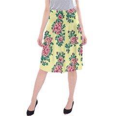 Retro 1880s Flowers Pattern 8 Midi Beach Skirt by violetheavensky