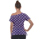 Royal Fractal Pattern 4 Off Shoulder Tie-Up T-Shirt View2