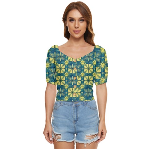Royal Fractal Pattern 2 Button Up Blouse by violetheavensky