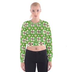 Retro 1880s Flowers Pattern 4 Cropped Sweatshirt by violetheavensky