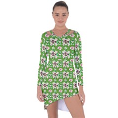 Retro 1880s Flowers Pattern 4 Asymmetric Cut-out Shift Dress by violetheavensky
