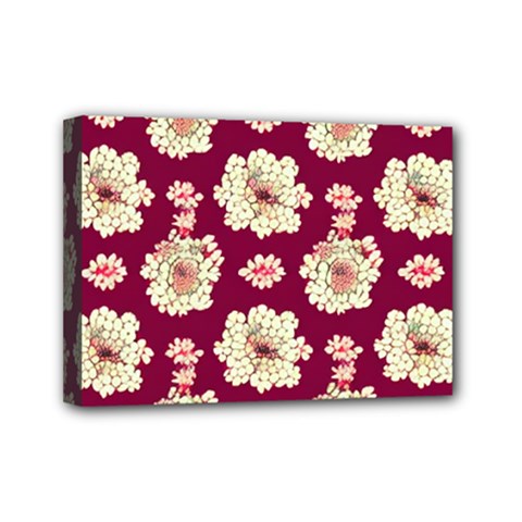 Retro 1880s Flowers Pattern Mini Canvas 7  X 5  (stretched) by violetheavensky