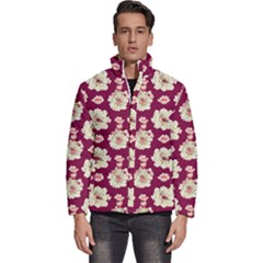 Retro 1880s Flowers Pattern Men s Puffer Bubble Jacket Coat by violetheavensky