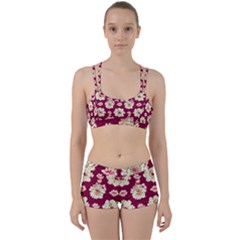 Retro 1880s Flowers Pattern Perfect Fit Gym Set by violetheavensky