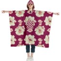 Retro 1880s Flowers Pattern Women s Hooded Rain Ponchos View1