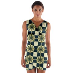 Royal Fractal Pattern Wrap Front Bodycon Dress by violetheavensky
