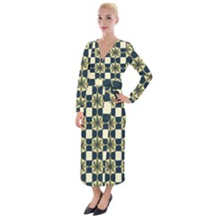 Royal Fractal Pattern Velvet Maxi Wrap Dress by violetheavensky
