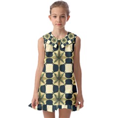 Royal Fractal Pattern Kids  Pilgrim Collar Ruffle Hem Dress by violetheavensky