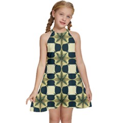 Royal Fractal Pattern Kids  Halter Collar Waist Tie Chiffon Dress by violetheavensky