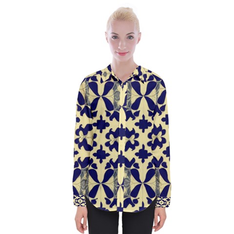 Royal Fractal Pattern 3 Womens Long Sleeve Shirt by violetheavensky