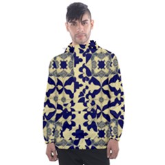 Royal Fractal Pattern 3 Men s Front Pocket Pullover Windbreaker by violetheavensky