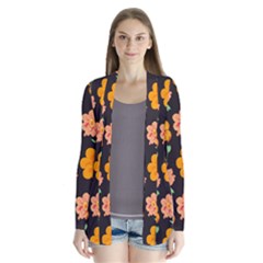 Retro 40s 50s Flowers Pattern Halloween 3 Drape Collar Cardigan by violetheavensky