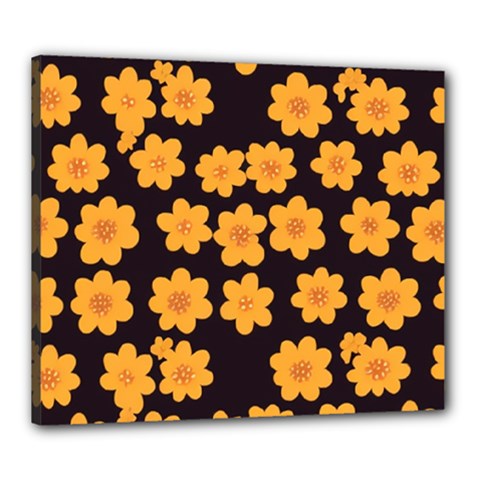 Retro 40s 50s Flowers Pattern Halloween 4 Canvas 24  X 20  (stretched) by violetheavensky