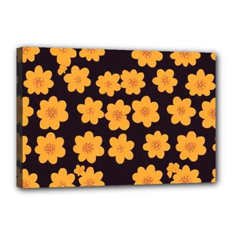 Retro 40s 50s Flowers Pattern Halloween 4 Canvas 18  X 12  (stretched) by violetheavensky