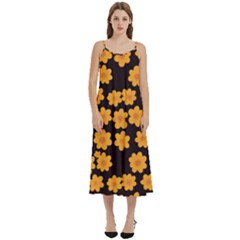 Retro 40s 50s Flowers Pattern Halloween 4 Casual Spaghetti Strap Midi Dress by violetheavensky