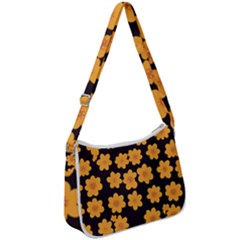 Retro 40s 50s Flowers Pattern Halloween 4 Zip Up Shoulder Bag by violetheavensky