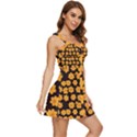 Retro 40s 50s Flowers Pattern Halloween 4 Ruffle Edge Bra Cup Chiffon Mini Dress View3