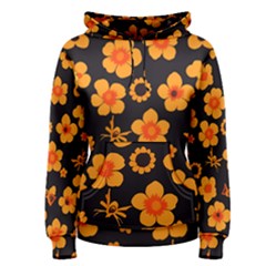Retro 40s 50s Flowers Pattern Halloween Women s Pullover Hoodie by violetheavensky