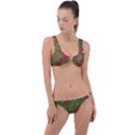 Mid Century Retro Floral 1970s 1960s Pattern 88 Ring Detail Crop Bikini Set View1