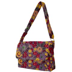 Mid Century Retro Floral 1970s 1960s Pattern 90 Full Print Messenger Bag (l) by violetheavensky