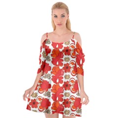 Mid Century Retro Floral 1970s 1960s Pattern 91 Cutout Spaghetti Strap Chiffon Dress by violetheavensky