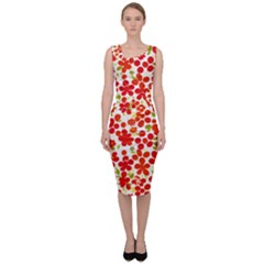 Mid Century Retro Floral 1970s 1960s Pattern 92 Sleeveless Pencil Dress by violetheavensky