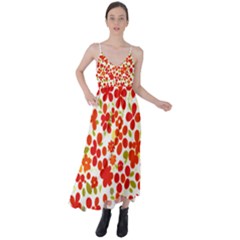 Mid Century Retro Floral 1970s 1960s Pattern 92 Tie Back Maxi Dress by violetheavensky