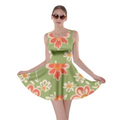 Retro 40s 50s Mexico Flowers Pattern 3 Skater Dress by violetheavensky