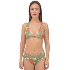 Retro 40s 50s Mexico Flowers Pattern 3 Double Strap Halter Bikini Set by violetheavensky