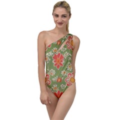 Retro 40s 50s Mexico Flowers Pattern 3 To One Side Swimsuit by violetheavensky